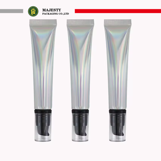 Customized 10ml 15ml 20ml Laser Silver Soft ABL Squeeze Tube Pump Head for Cosmetics Eye Cream Sunscreen Tube