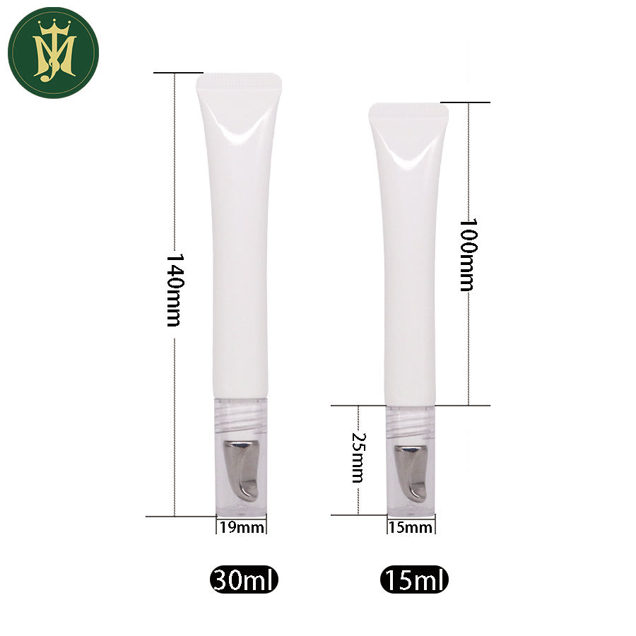 Plastic Cosmetic Tube Packaging Eyecream Lipbalm Tube Small Volume with Zinc Alloy Or Ceramic Slanted Applicator Tube Packaging