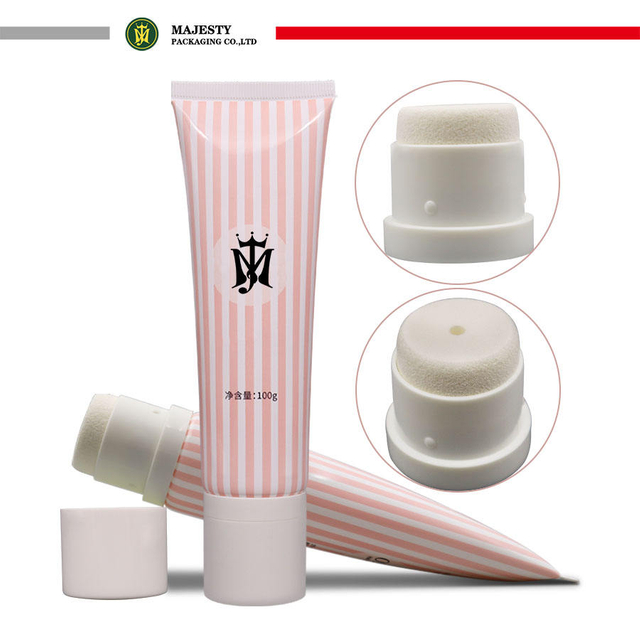 Custom Plastic Tube with Sponge Applicator for Hair Removal Cream Cosmetic Packing Skin Care Tube Plastic Tube Packaging