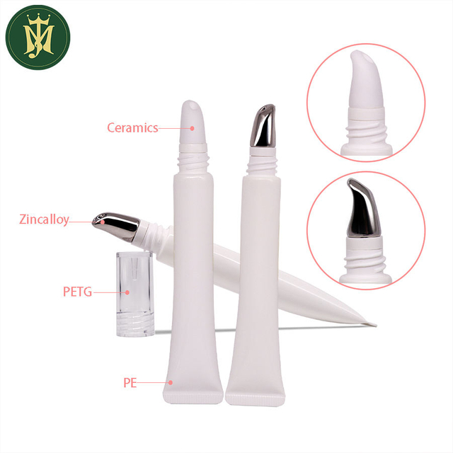 Custom 10ml 15ml 20ml Cometic Eye Cream Ceramic Tube with Zinc Alloy Head Empty Plastic Packaging for Cosmetic Use