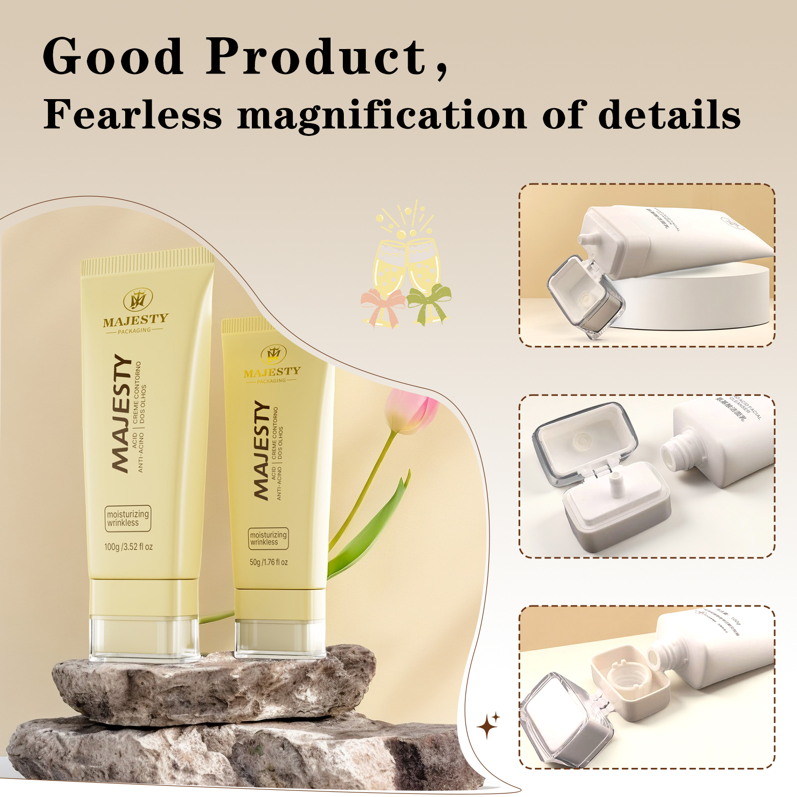 Customized BB Double-Layer Square Flip Cap Plastic Tube Screw Flip Top