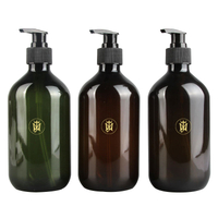Recycled 300ml 500ml Empty Amber Clear Shampoo And Conditioner Set Packaging Plastic Hand Wash PET Bottle with Pump