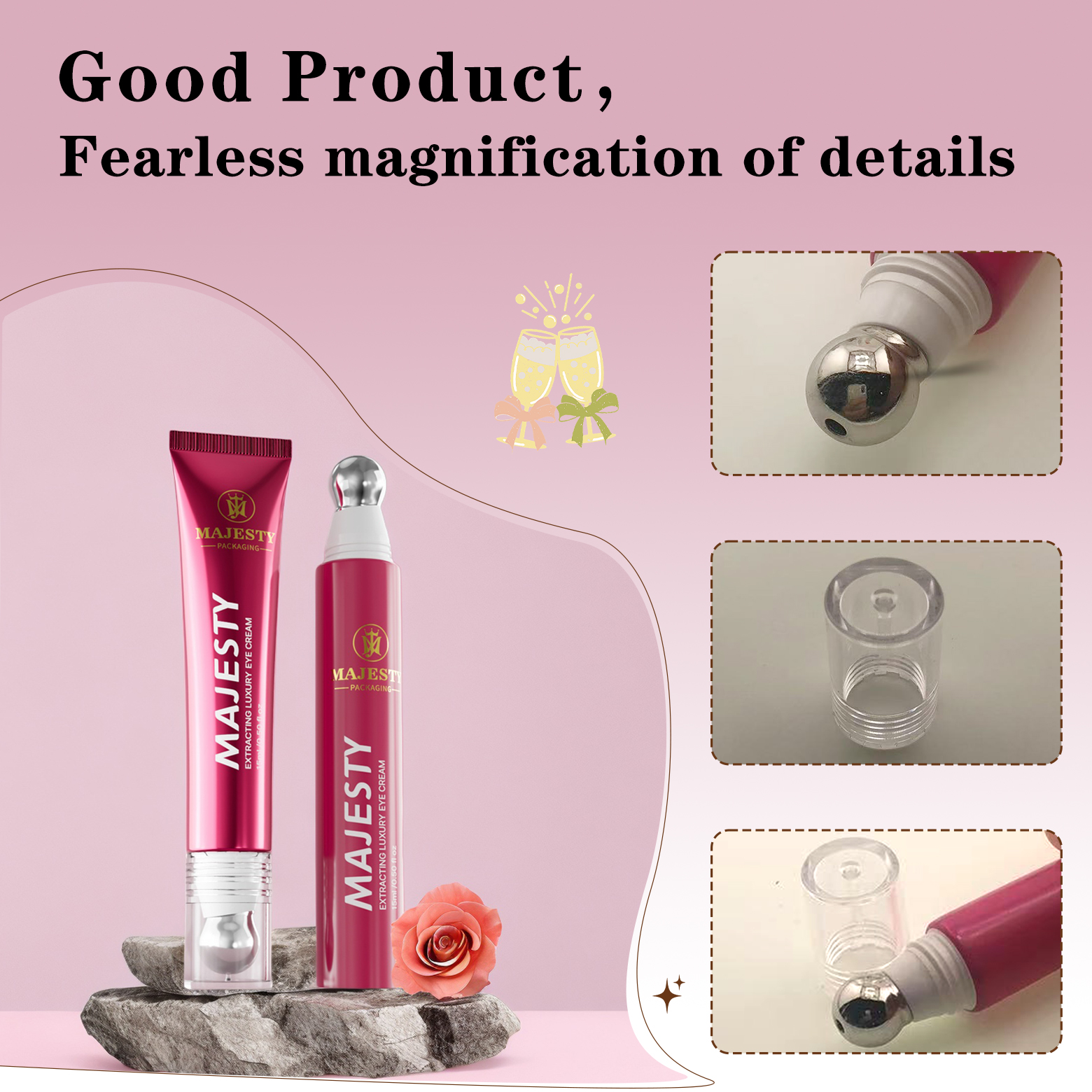 Customized Empty Spherical Metal Applicator Electric Eye Cream Tube 
