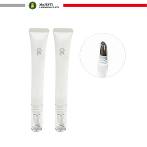 Plastic Eye Cream Tube Packaging with Zinc Alloy Applicator Plastic Cosmetic Skincare Packaging 10ml 15ml 30ml Customized Tube