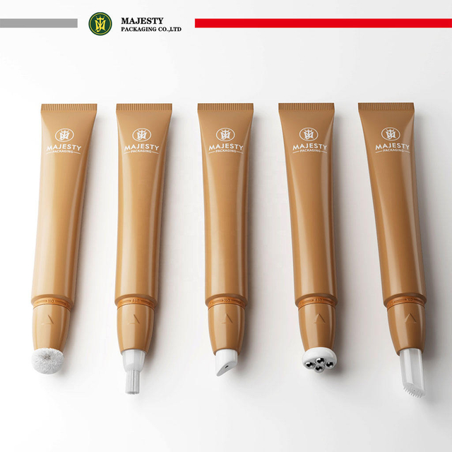 COSMETIC PE Plastic Tube with Stainless Steel Ball Massage Head Brush Applicator for Lip Gloss And Lotion Cosmetic Packaging