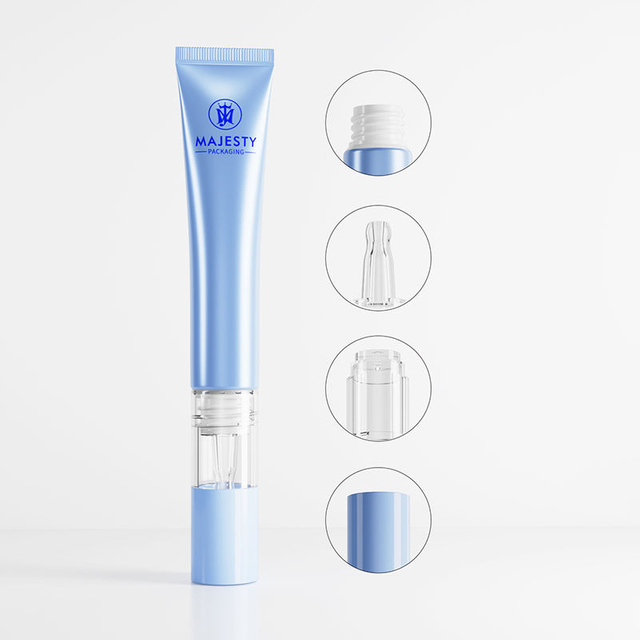 Custom Soft Plastic Cosmetic Eye Cream And Face Mask Tube with Clear Dropper for Skin Care Essence Squeeze Packaging