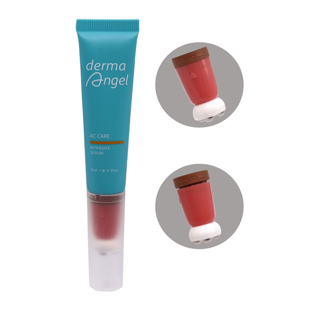 OEM 10ml-25ml PE Plastic Squeeze Tubes 4 Roller Ball Lip Gloss Packaging with Switch On/Off Head for Eye Serum Cream Massage