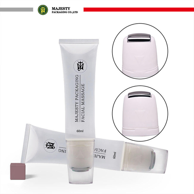 Multi Function Empty Squeeze Cosmetic Packaging Lotion White Tube Stainless Steel Roller Ball Tube Massage Tube For Spa Cream