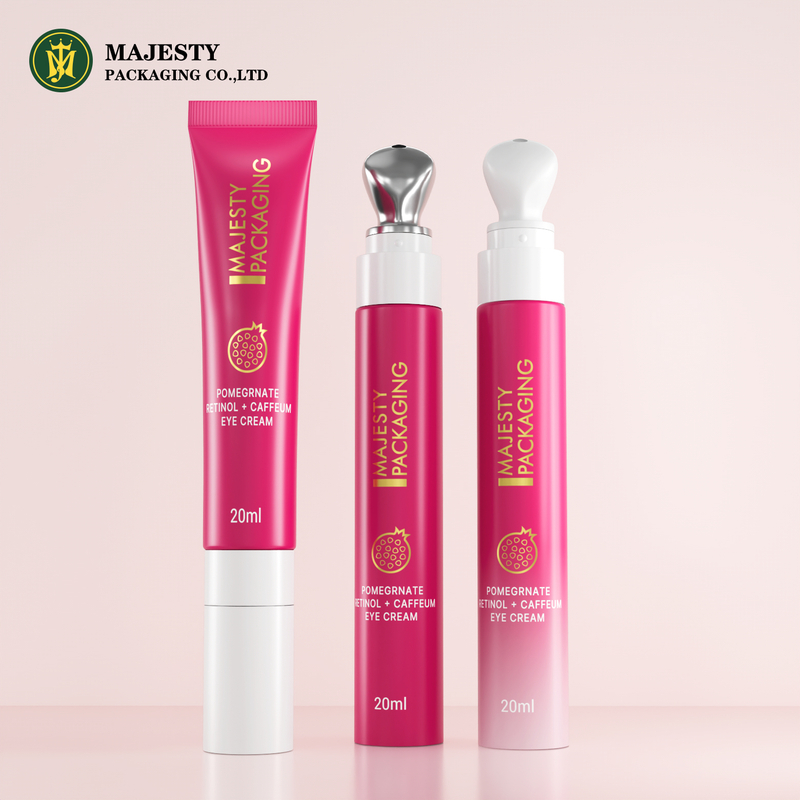 Customized 15ml Empty Electric Eye Cream Tube with Metal Applicator Pink Color Cosmetic Packaging Tube