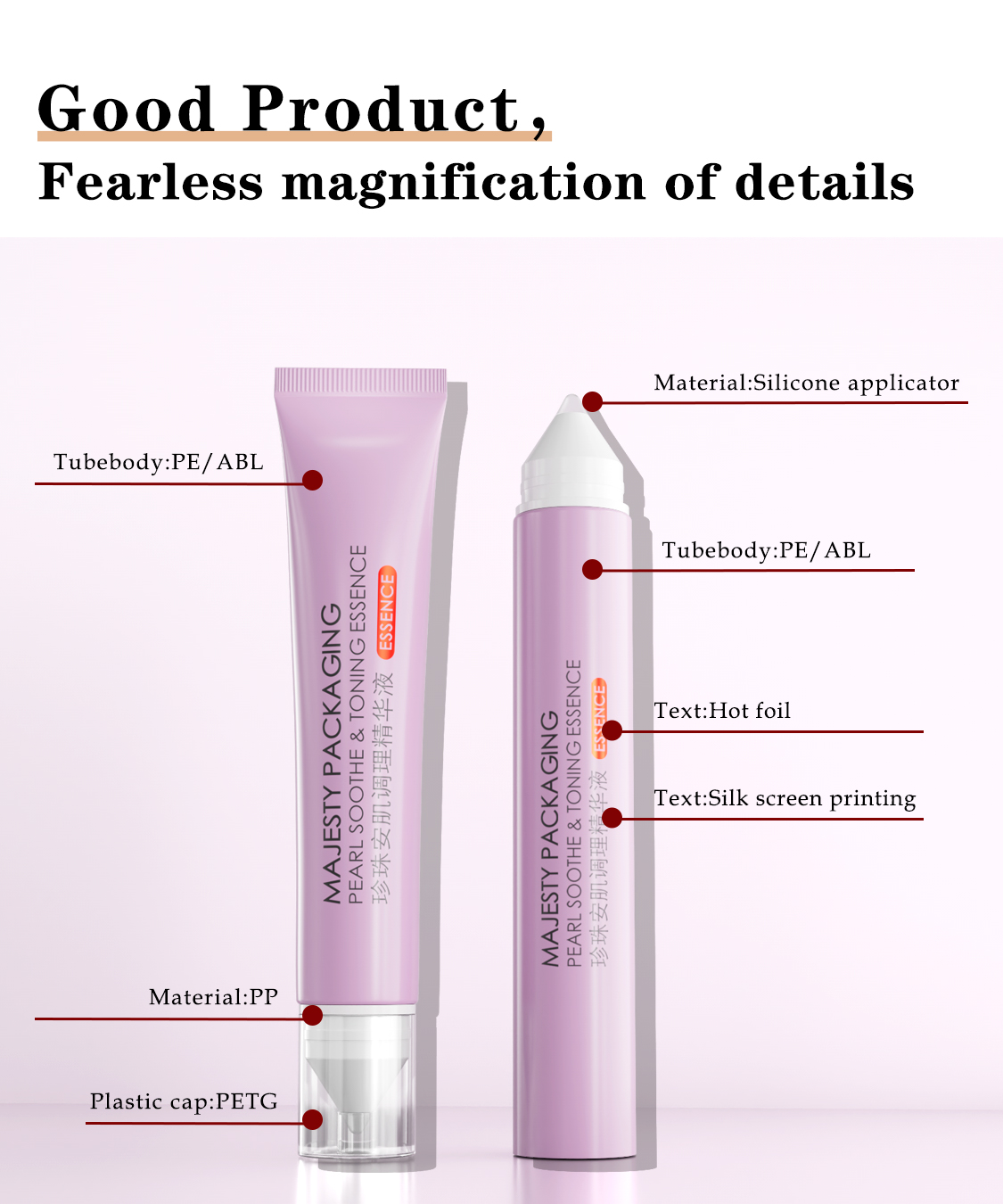 Customized Plastic PE Cosmetic Tube Packaging For Lipstick with Silicone Pointy Applicator