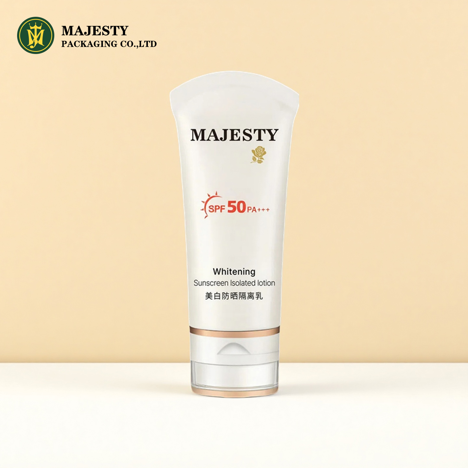 Factory Customized Plastic PE Cosmetic Tube Packaging For Sunscreen with Acrylic Double Layer Cap