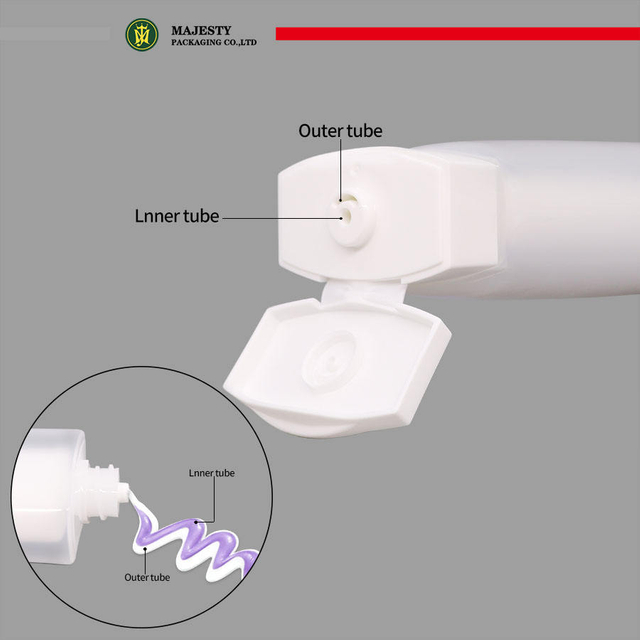 Double Layer Dual Chamber Tube Flip Top Ceramic Cap Body Lotion Face Wash Plastic Tube Packaging Cosmetic Skincare Squeeze Tube