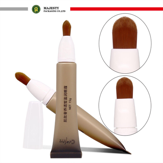 OEM Plastic Tube with Brush Head Hot Stamping Surface Handling for Blusher Eye Cream Foundation Cosmetic Tool with Lotion
