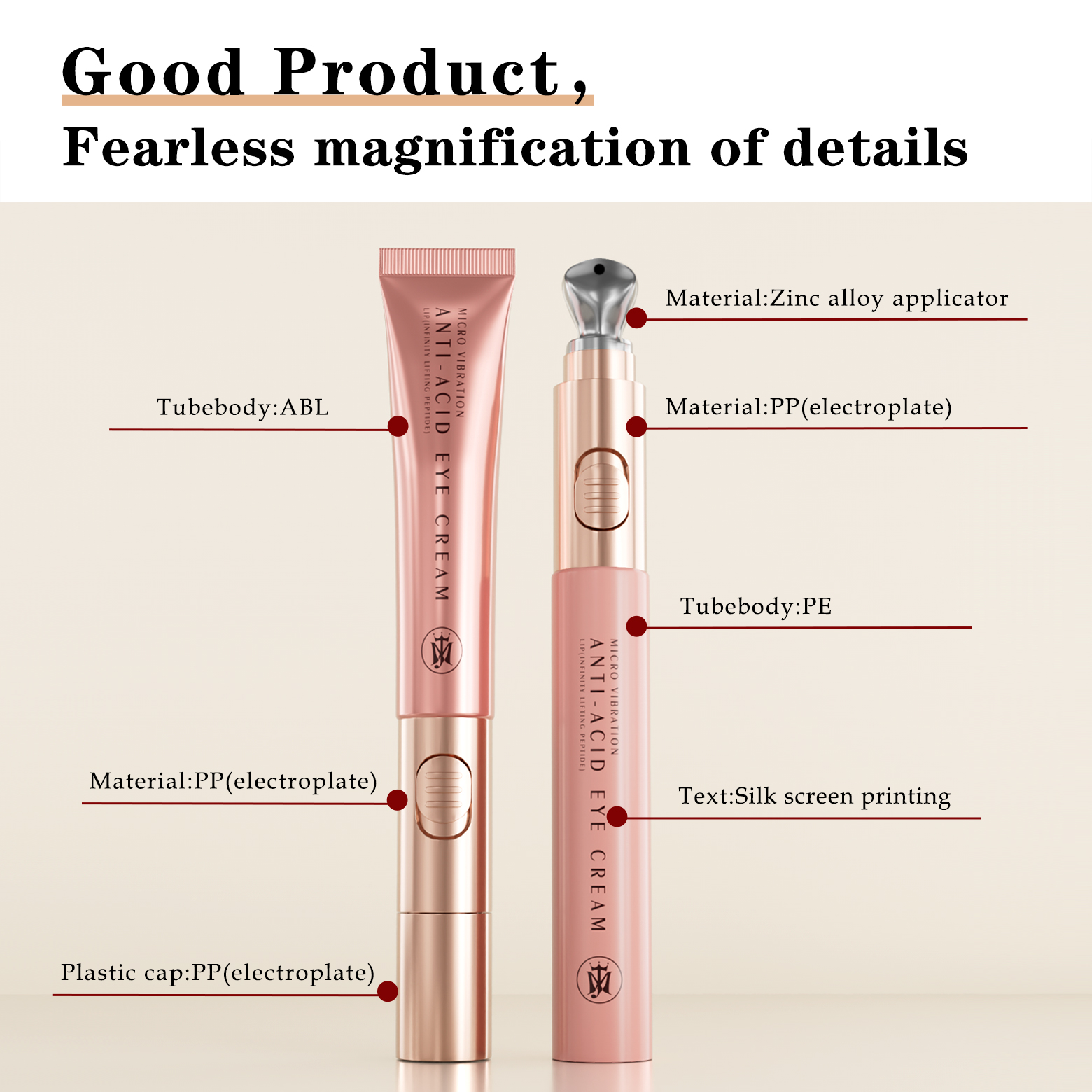 OEM/ODM Empty Eye Cream Tube Container with Metal Applicator Customized Cosmetic Tube