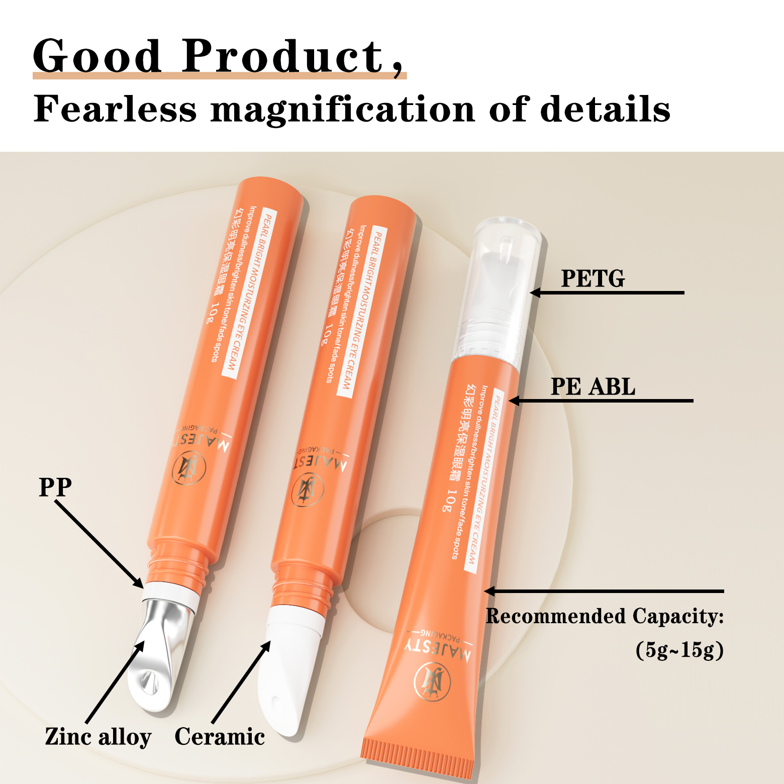 Ceramic Applicator for Eye Cream 10ml Round Balm Tube