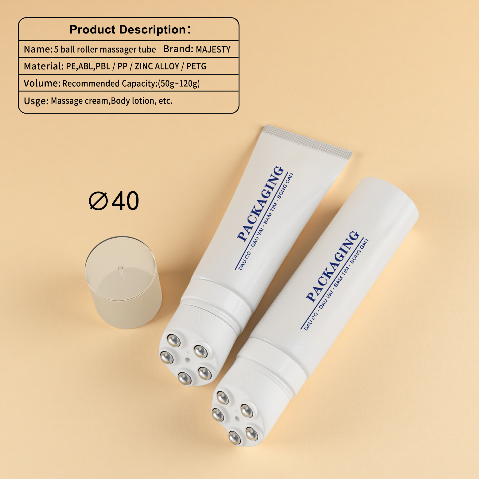 PE Plastic Massage Tube