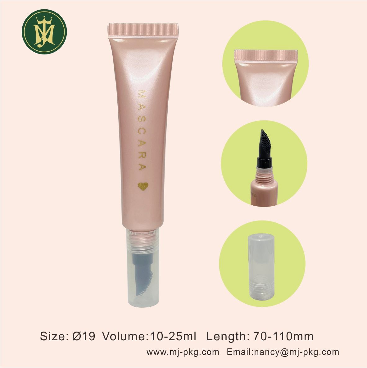 Round Plastic Mascara Tube Plastic Cosmetic Packaging 10ml 15ml 20ml Small Round Tube Empty Plastic Tube for Makeup