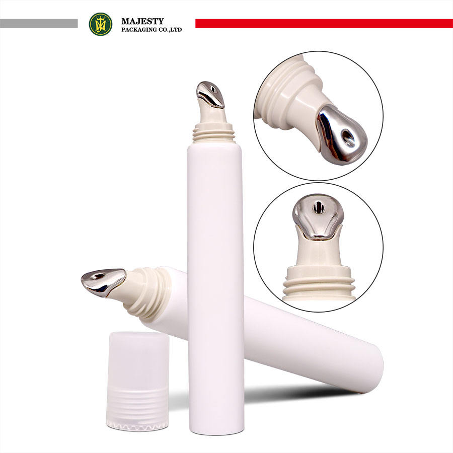 10ml/15ml Glossy Plastic Cosmetic Tube with Metal Applicator Hot Stamping Eye Cream Tube Packaging for Lotion