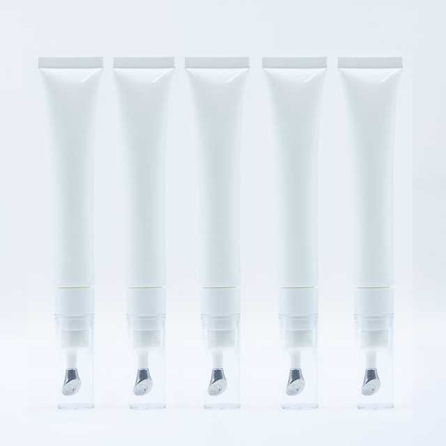 Customized 20ml High-Grade Empty Cosmetic Packaging Zinc Alloy Eye Cream Essence Tube with Custom Logo Vibrating Massage Head