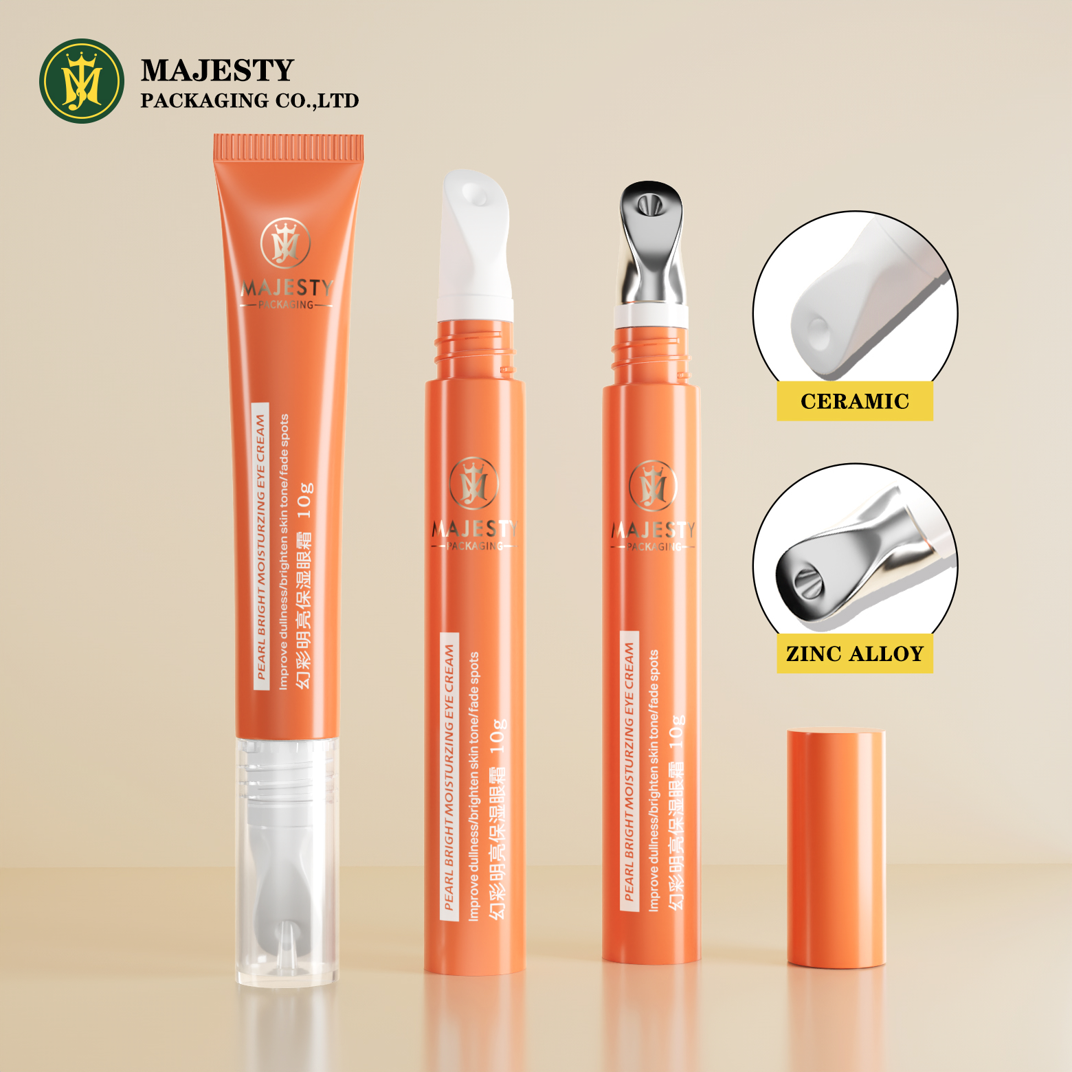 Ceramic Applicator for Eye Cream 10ml Round Balm Tube