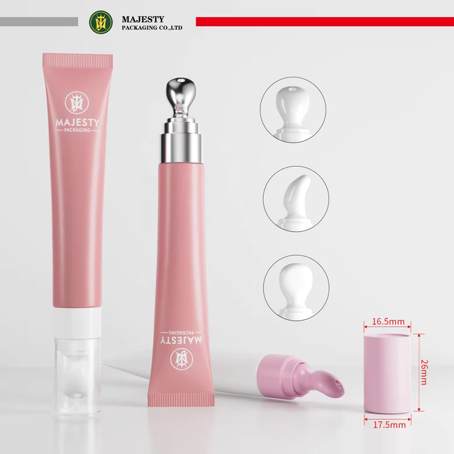 Eye Cream Tube Soft Squeeze Lip Gloss Tube 19mm Diameter Zinc Alloy Ceramic Applicator 10~30ml Capacity Screw Cap