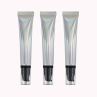20g 20ml Empty Cosmetic Soft Aluminum Plastic Tube with Airless Pump Cap Silver Laser Squeeze for Sunscreen Face Cream Packaging
